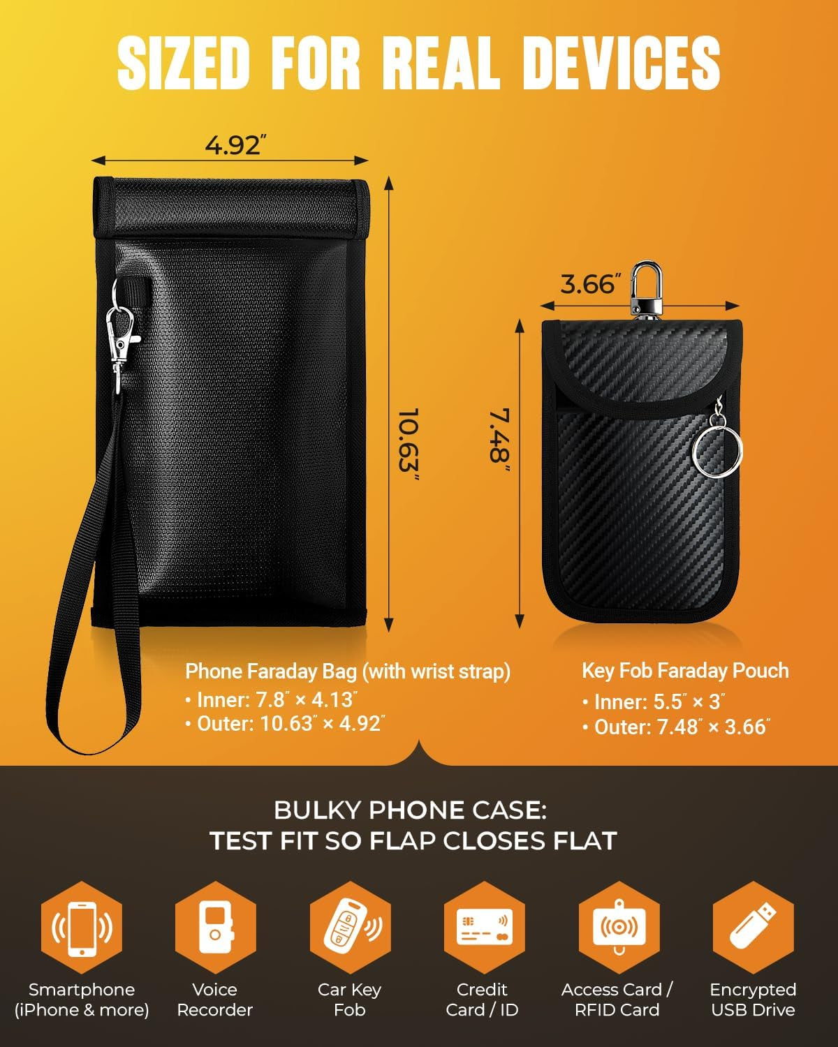 Faraday Bag Set — Phone & Car Key Signal Blocking Pouches