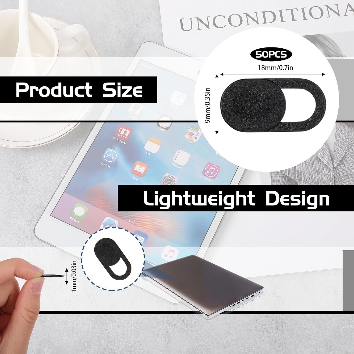 Webcam Cover Slide (50-Pack) — Ultra-Thin Privacy Shield