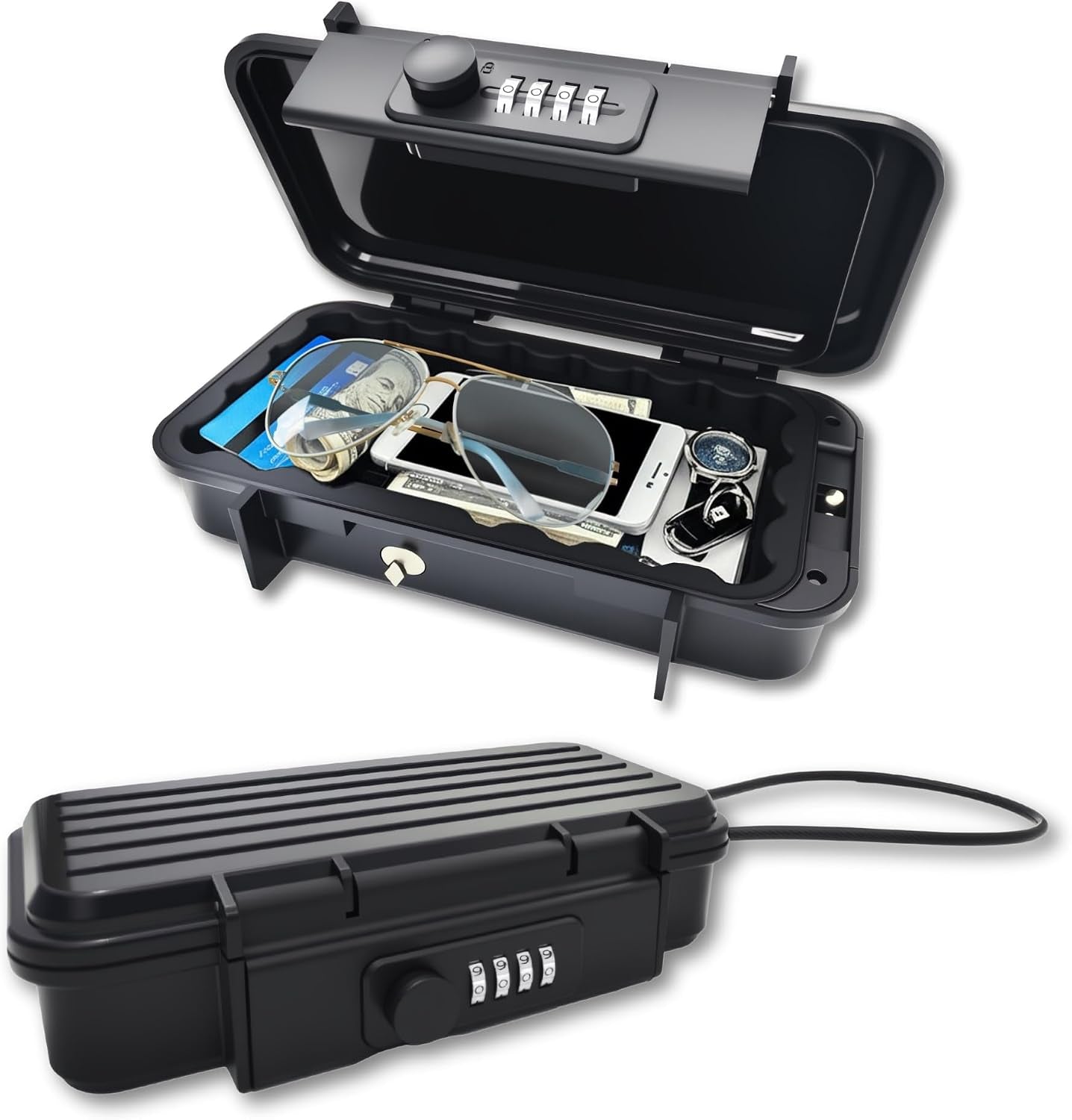 Portable Travel Safe with Combination Lock & Steel Cable