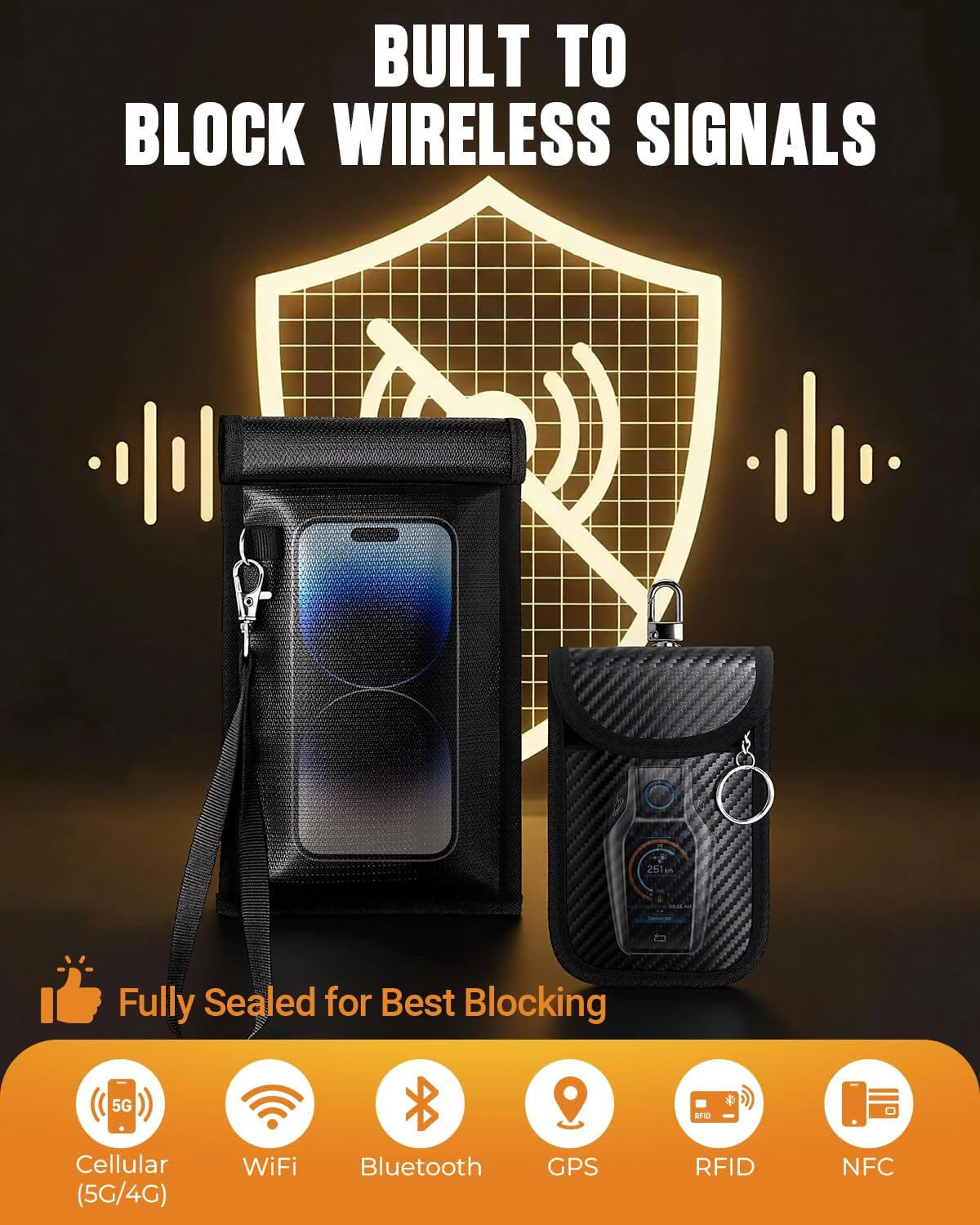 Faraday Bag Set — Phone & Car Key Signal Blocking Pouches