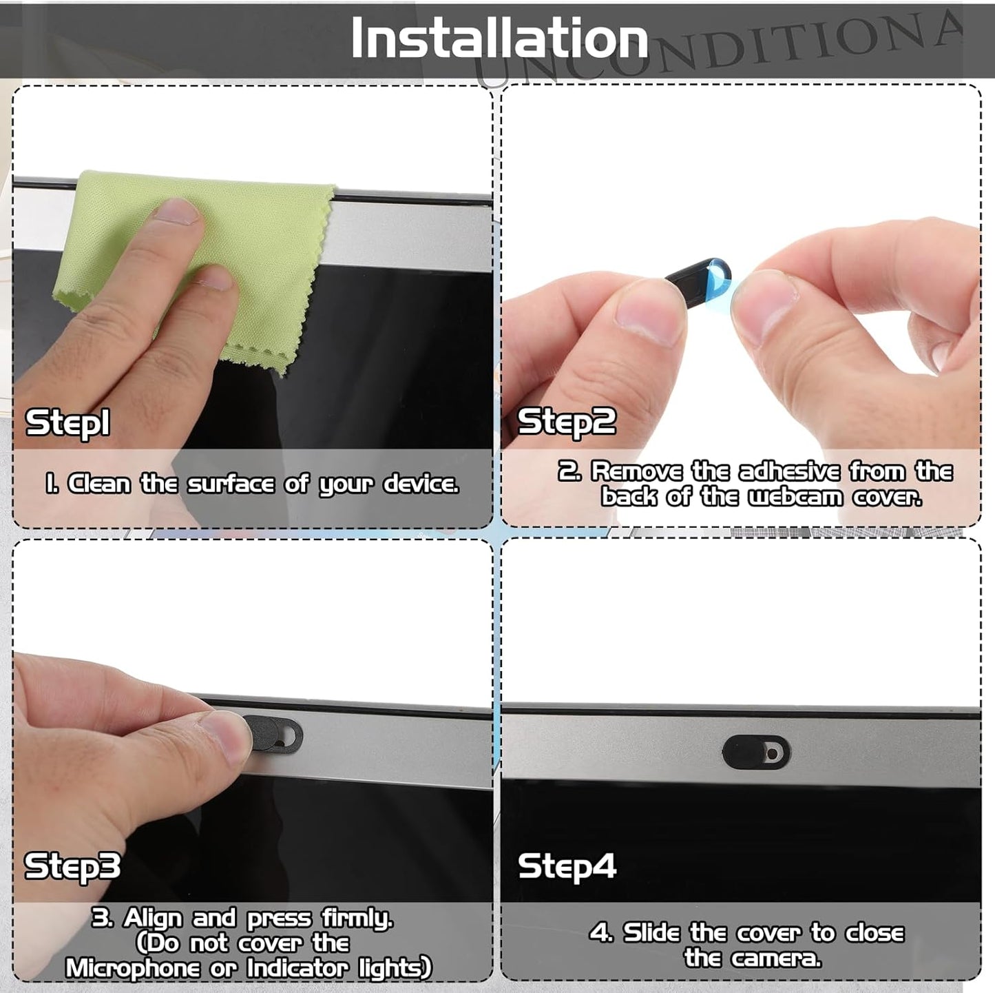 Webcam Cover Slide (50-Pack) — Ultra-Thin Privacy Shield